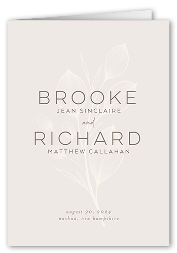 Novel Matrimony Wedding Program, Grey, 5x7, Pearl Shimmer Cardstock, Square, Whisper Gray