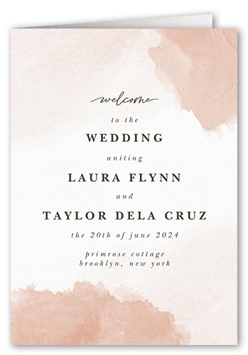 Soft Blush Wedding Program, Beige, 5x7, Matte, Folded Smooth Cardstock, Square, Pueblo