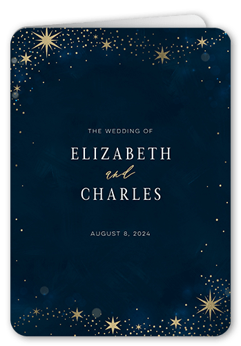 Bright Night Wedding Program, Yellow, 5x7, Pearl Shimmer Cardstock, Rounded