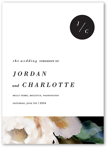 Modern Style Wedding Program, White, 5x7, Pearl Shimmer Cardstock, Square
