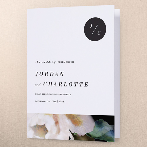 Modern Style Wedding Program, White, 5x7, Matte, Folded Smooth Cardstock, Square, White