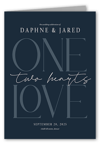 One Love Wedding Program, Blue, 5x7, Pearl Shimmer Cardstock, Square