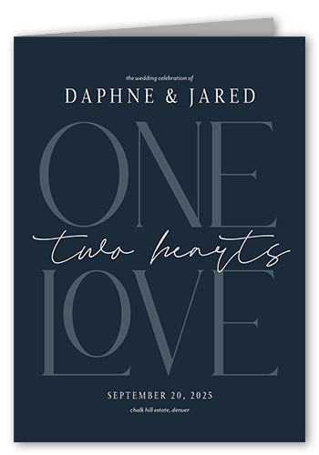 One Love Wedding Program, Blue, 5x7, Matte, Folded Smooth Cardstock, Square