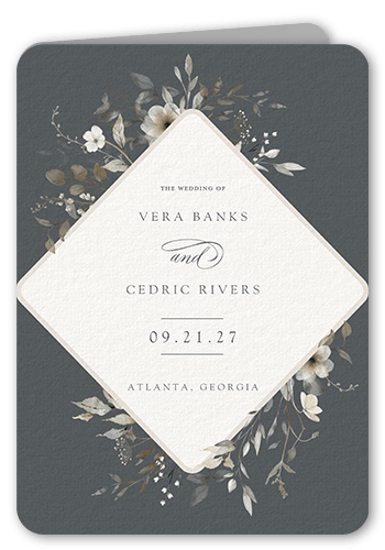 Blissful Bloom Wedding Program, Gray, 5x7, Matte, Folded Smooth Cardstock, Rounded, Gray