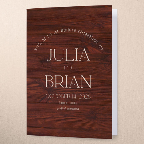 Timber Ties Wedding Program, Purple, 5x7, Matte, Folded Smooth Cardstock, Square, Merlot