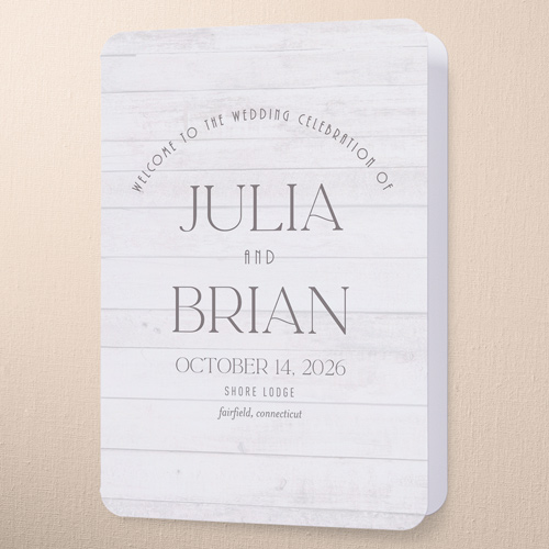 Timber Ties Wedding Program, White, 5x7, Matte, Folded Smooth Cardstock, Rounded, White