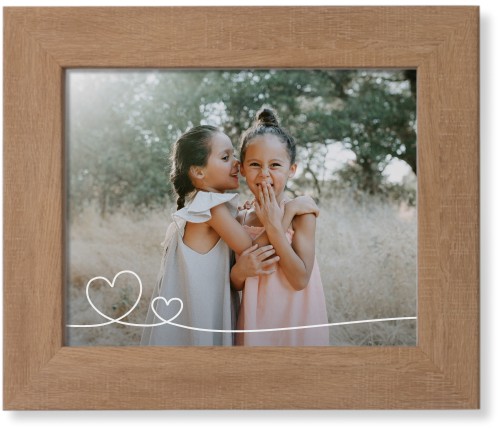 Double Heart Line Art Framed Print, Natural, Contemporary, None, None, Single piece, 8x10, White