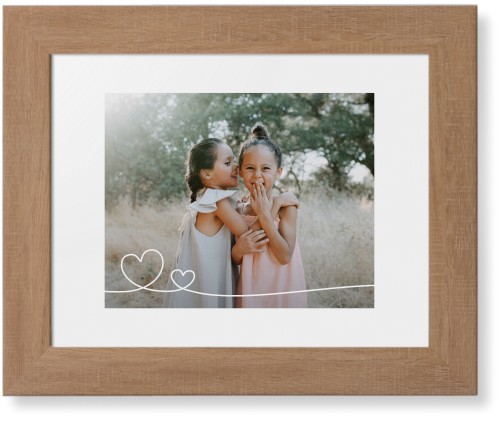 Double Heart Line Art Framed Print, Natural, Contemporary, White, White, Single piece, 8x10, White, white