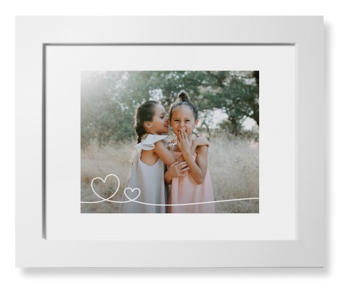 Double Heart Line Art Framed Print, White, Contemporary, White, White, Single piece, 8x10, White, white