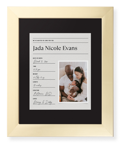 Journal Entry Framed Print, Matte Gold, Contemporary, Black, Black, Single piece, 8x10, White, white