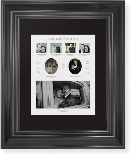Marriage Family Tree Framed Print, Black, Classic, Black, Black, Single piece, 8x10, White, white