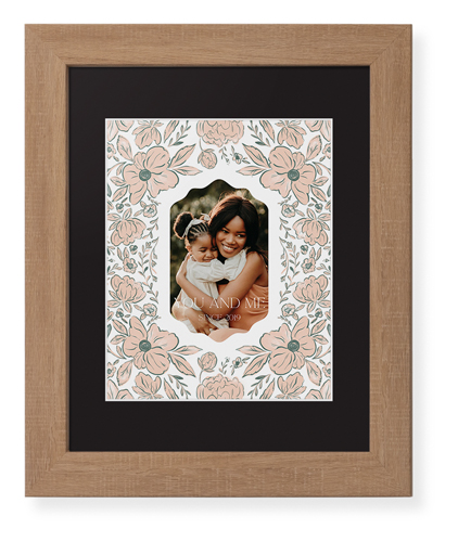 Classic Floral Border Framed Print, Natural, Contemporary, White, Black, Single piece, 8x10, White, white