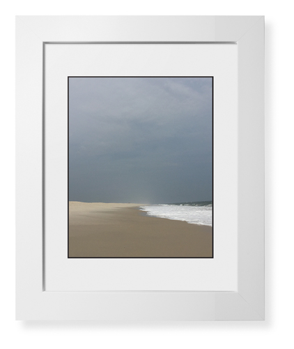 Lonely Beach Framed Print, White, Contemporary, Black, White, Single piece, 8x10, Multicolor