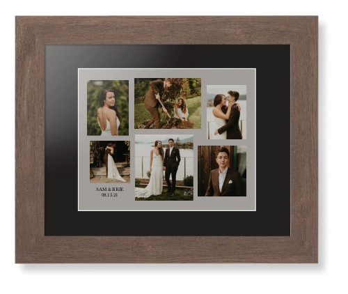 Gallery Collage of Six Framed Print, Walnut, Contemporary, White, Black, Single piece, 8x10, Multicolor, multi