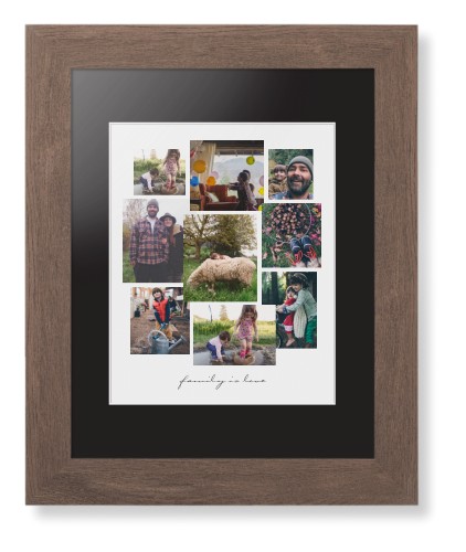 Gallery Collage of Nine Framed Print, Walnut, Contemporary, White, Black, Single piece, 8x10, White