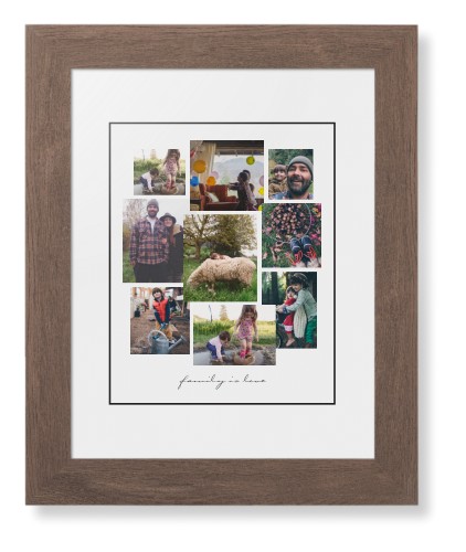 Gallery Collage of Nine Framed Print, Walnut, Contemporary, Black, White, Single piece, 8x10, White, white