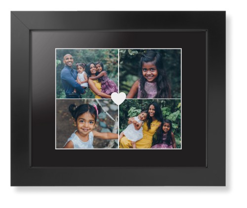 Heart Grid Framed Print, Black, Contemporary, White, Black, Single piece, 8x10, White, white