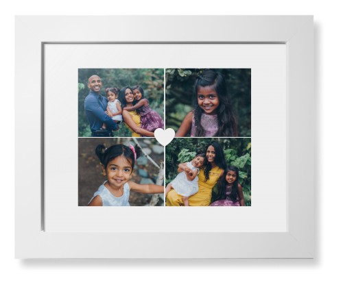 Heart Grid Framed Print, White, Contemporary, White, White, Single piece, 8x10, White, white