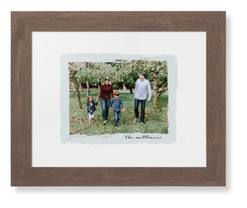 Brush Stroke Border Framed Print, Walnut, Contemporary, None, White, Single piece, 8x10, Gray, air