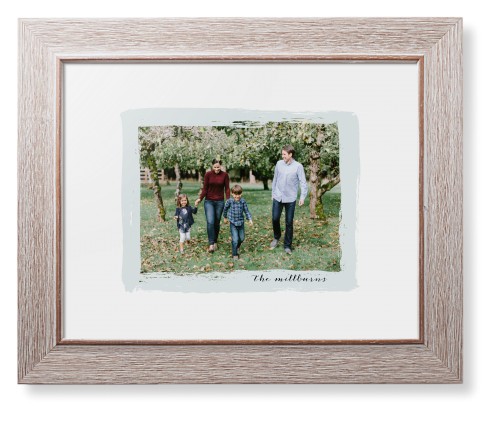 Brush Stroke Border Framed Print, Rustic, Modern, White, White, Single piece, 8x10, Gray, air