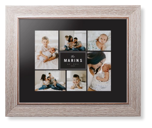 Contemporary Family Collage Framed Print, Rustic, Modern, Black, Black, Single piece, 8x10, Blue, cedar