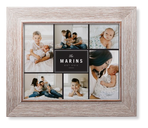 Contemporary Family Collage Framed Print, Rustic, Modern, None, None, Single piece, 8x10, Blue, cedar