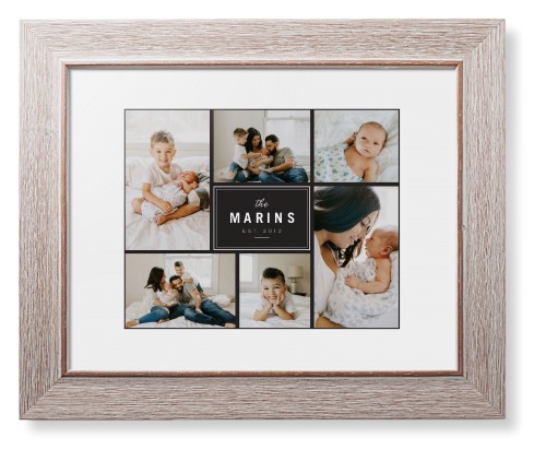 Contemporary Family Collage Framed Print, Rustic, Modern, White, White, Single piece, 8x10, Blue