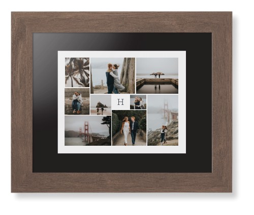 Classic Monogram Gallery of Nine Framed Print, Walnut, Contemporary, Black, Black, Single piece, 8x10, Multicolor