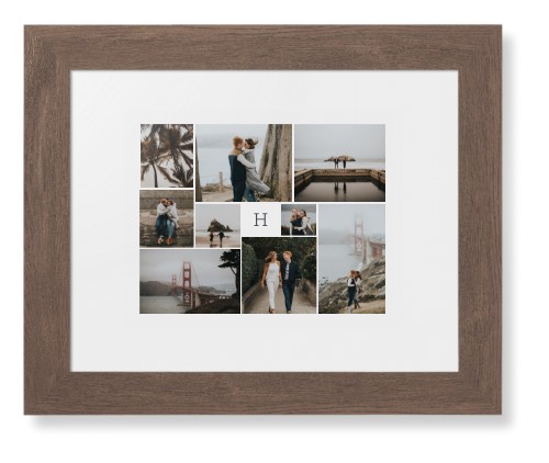 Classic Monogram Gallery of Nine Framed Print, Walnut, Contemporary, White, White, Single piece, 8x10, Multicolor