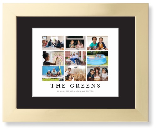 Modern Grid Gallery of Nine Framed Print, Matte Gold, Contemporary, White, Black, Single piece, 8x10, Multicolor, multi