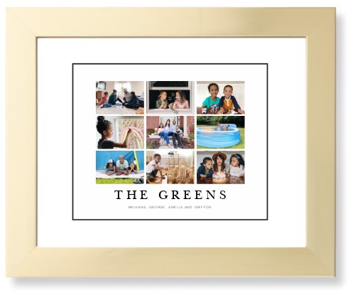 Modern Grid Gallery of Nine Framed Print, Matte Gold, Contemporary, Black, White, Single piece, 8x10, Multicolor, multi