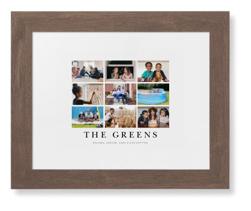Modern Grid Gallery of Nine Framed Print, Walnut, Contemporary, None, White, Single piece, 8x10, Multicolor