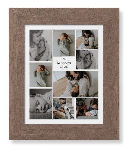 Modern Family Collage Portrait Framed Print, Walnut, Contemporary, None, None, Single piece, 8x10, White