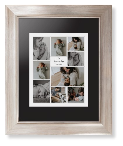 Modern Family Collage Portrait Framed Print, Metallic, Modern, Black, Black, Single piece, 8x10, White, white