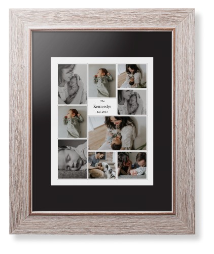 Modern Family Collage Portrait Framed Print, Rustic, Modern, None, Black, Single piece, 8x10, White, white