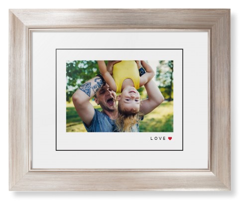 Modern Love Heart Framed Print, Metallic, Modern, Black, White, Single piece, 8x10, White, white