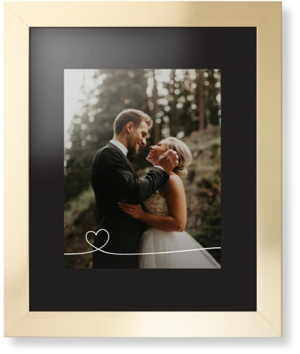 Heart Line Art Framed Print, Matte Gold, Contemporary, Black, Black, Single piece, 11x14, White