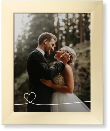 Heart Line Art Framed Print, Matte Gold, Contemporary, None, None, Single piece, 11x14, White