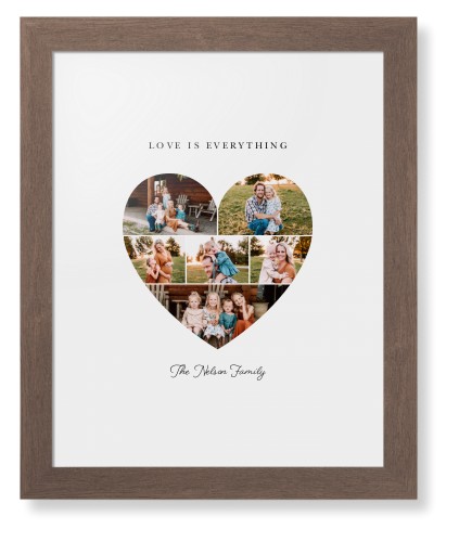 Filled Heart Framed Print, Walnut, Contemporary, White, White, Single piece, 11x14, White, white