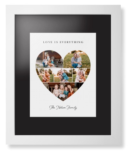 Filled Heart Framed Print, White, Contemporary, Black, Black, Single piece, 11x14, White, white