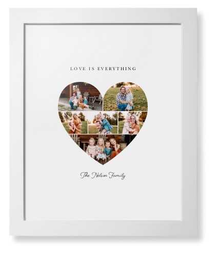 Filled Heart Framed Print, White, Contemporary, White, White, Single piece, 11x14, White