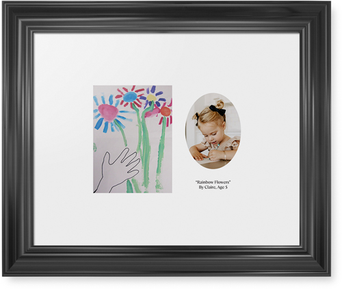 Oval Vignette Framed Print, Black, Classic, White, White, Single piece, 11x14, White