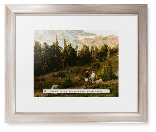 Travel Banner Framed Print, Metallic, Modern, White, White, Single piece, 11x14, White, white