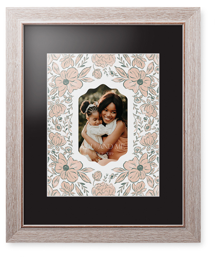 Classic Floral Border Framed Print, Rustic, Modern, White, Black, Single piece, 11x14, White, white