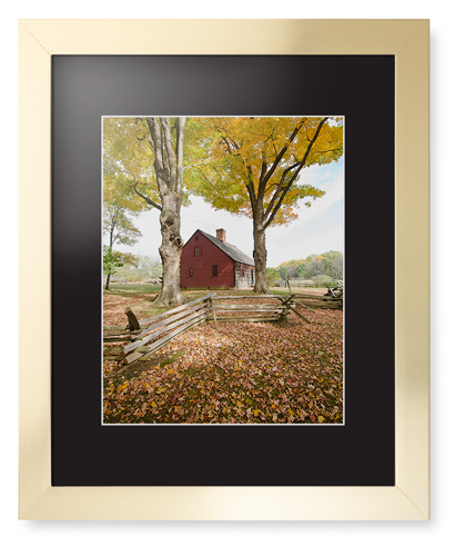 Barn in Autumn Framed Print, Matte Gold, Contemporary, White, Black, Single piece, 11x14, Multicolor