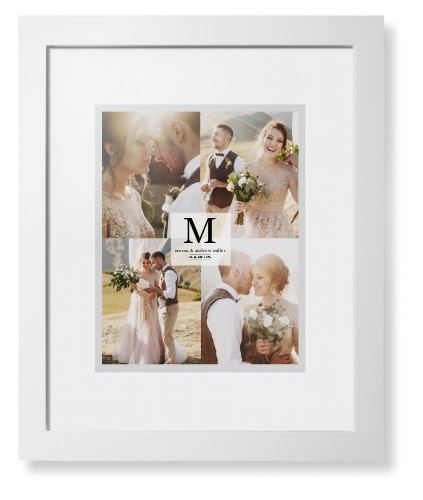 Classic Initial Framed Print, White, Contemporary, White, White, Single piece, 11x14, Gray