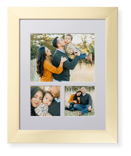 Hero Three Up Landscape Deluxe Mat Framed Print, Matte Gold, Contemporary, White, Single piece, 11x14, Multicolor