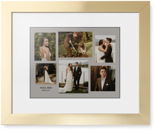 Gallery Collage of Six Framed Print, Matte Gold, Contemporary, Black, White, Single piece, 11x14, Multicolor, multi