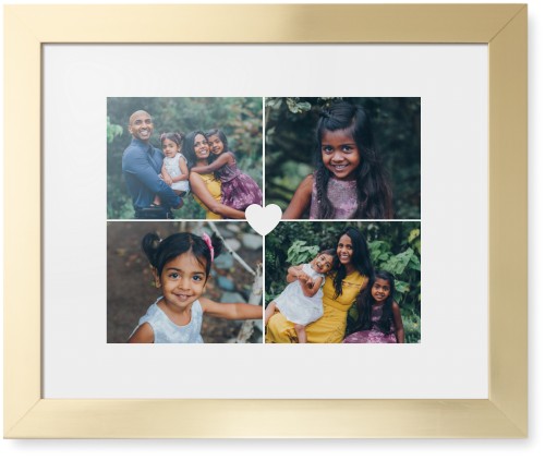 Heart Grid Framed Print, Matte Gold, Contemporary, White, White, Single piece, 11x14, White