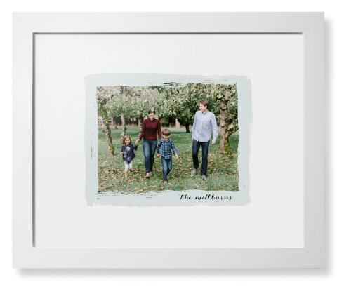 Brush Stroke Border Framed Print, White, Contemporary, White, White, Single piece, 11x14, Gray